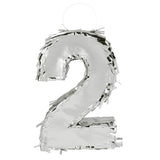 Piñata Chiffre 2 Argentée - Deco Anniversaire 60cm
