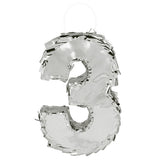 Piñata Chiffre 3 Argentée - Décoration Anniversaire Fête