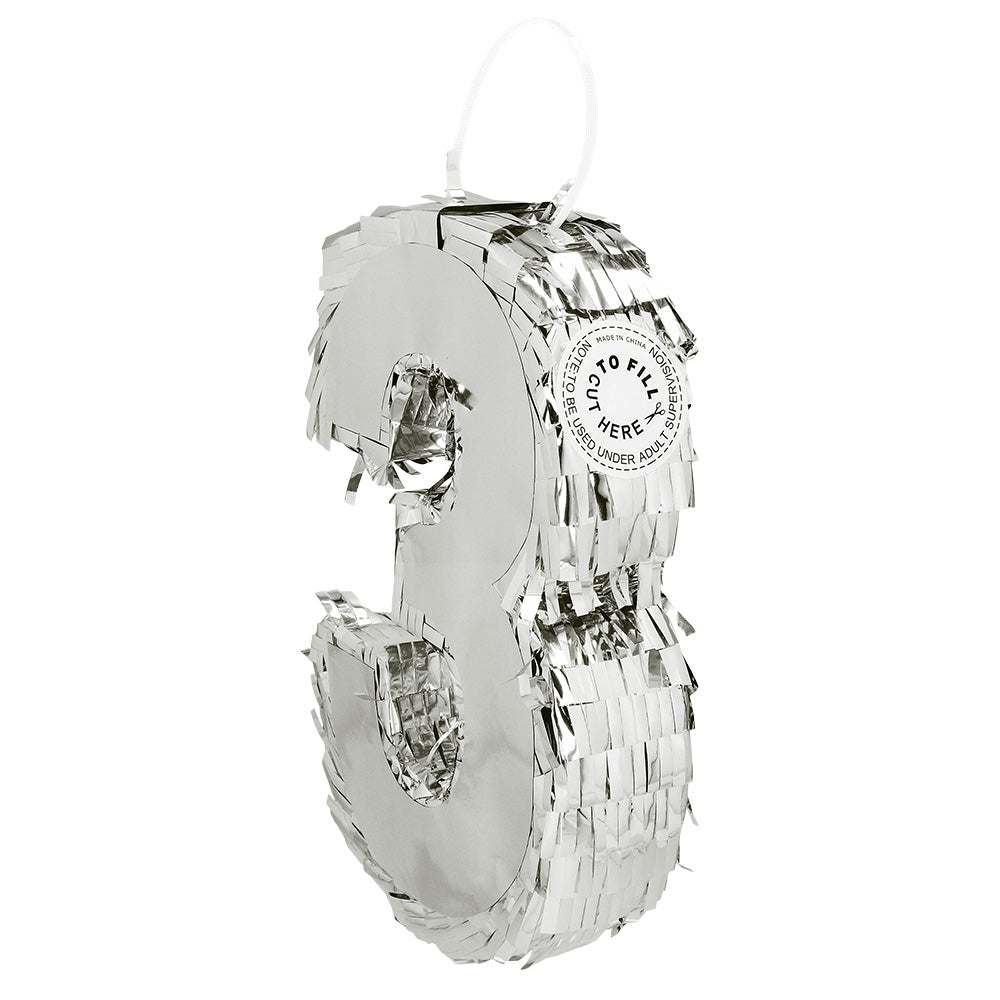Piñata Chiffre 3 Argentée - Décoration Anniversaire Fête