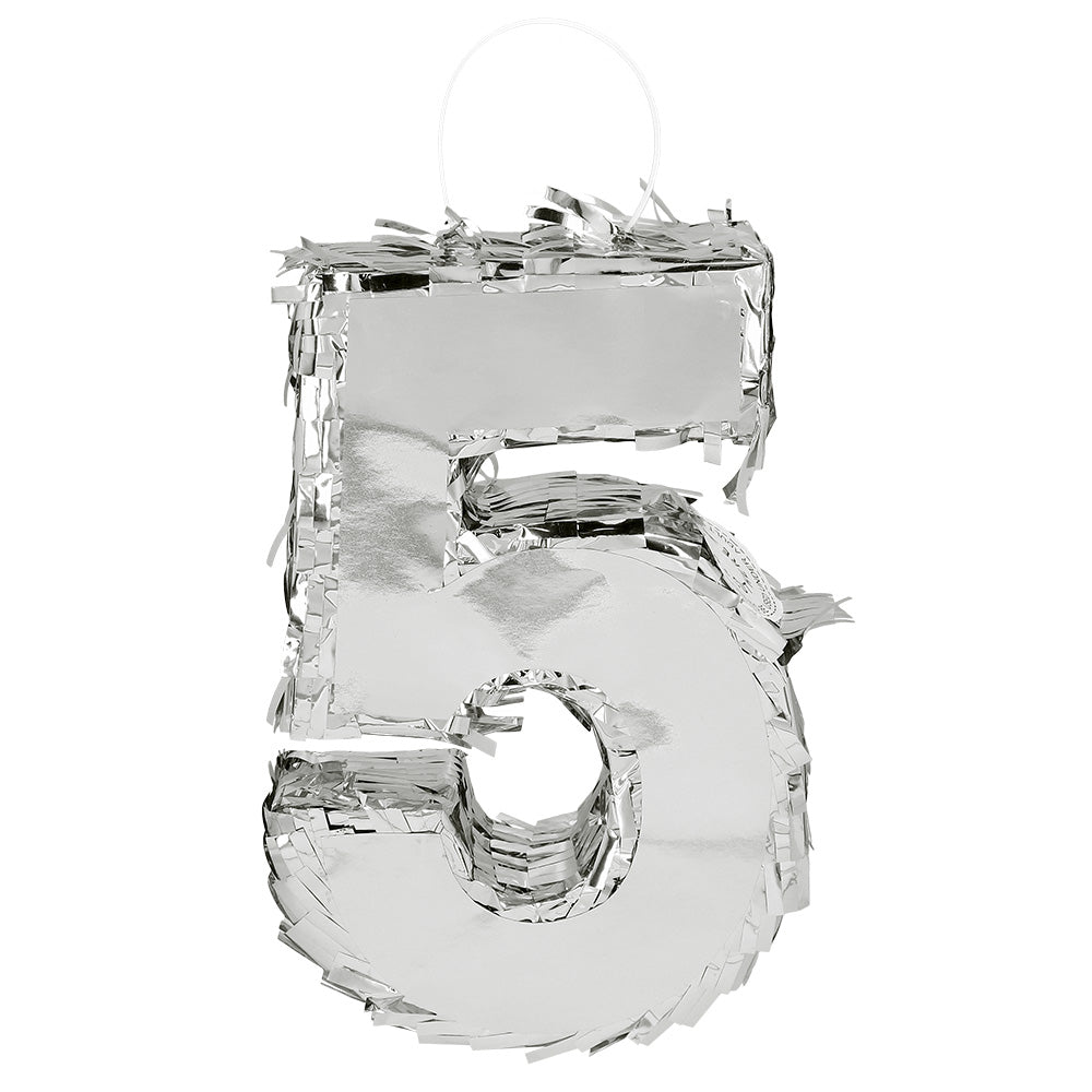 Piñata Chiffre 8 Argent - Décoration Anniversaire Réutilisable
