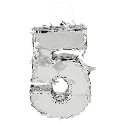 Piñata Chiffre 8 Argent - Décoration Anniversaire Réutilisable