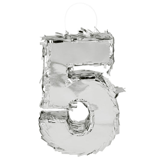 Piñata Chiffre 8 Argent - Décoration Anniversaire Réutilisable