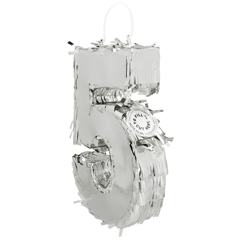 Piñata Chiffre 8 Argent - Décoration Anniversaire Réutilisable