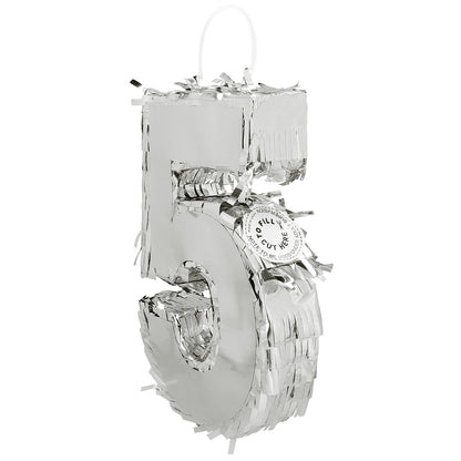 Piñata Chiffre 8 Argent - Décoration Anniversaire Réutilisable