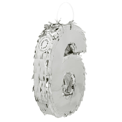 Piñata Chiffre 6 Argenté - Décoration Fête Anniversaire