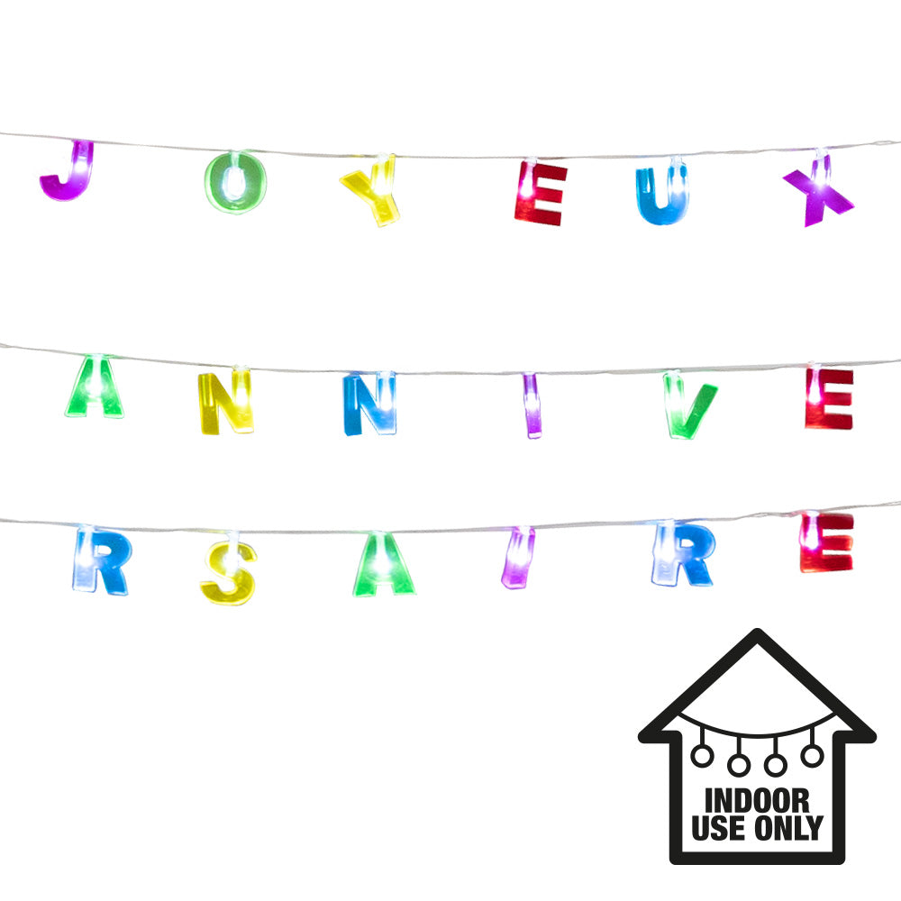 Guirlande Joyeux Anniversaire Multicolore - 3 Bandes de Lettres