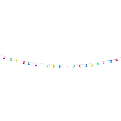 Guirlande Joyeux Anniversaire Multicolore - 3 Bandes de Lettres
