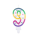 Bougie Chiffre 9 Multicolore pour Gâteau d'Anniversaire