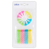Bougies d'anniversaire spirales colorées avec supports - 24 pcs