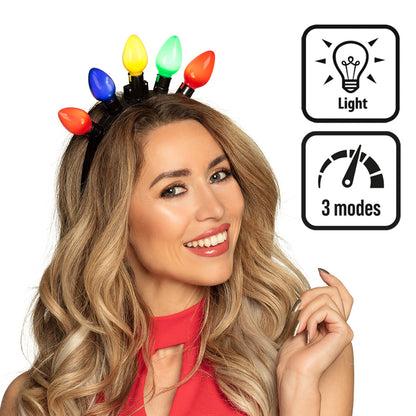 Serre-tête Lumineux Ampoules Multicolores - 3 Modes LED