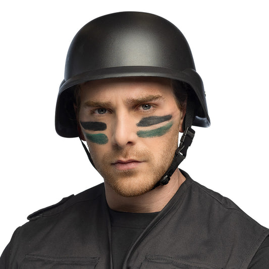 Casque de Combat Militaire Noir Réglable avec Jugulaire