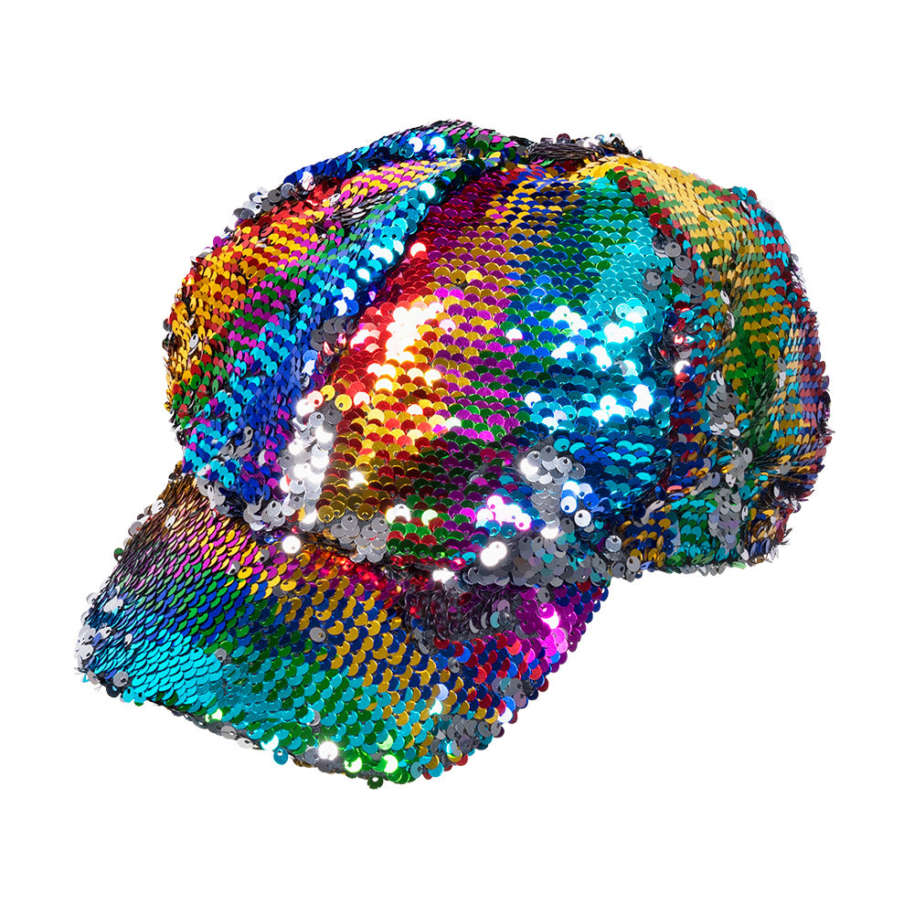 Casquette Sequins Réversibles Arc-en-ciel - Paillettes Changeantes