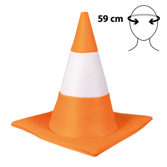 Chapeau Cône de Chantier Orange et Blanc 59 cm