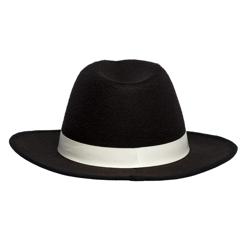 Chapeau Fedora Noir avec Bande Blanche - Années 20 & Années 30