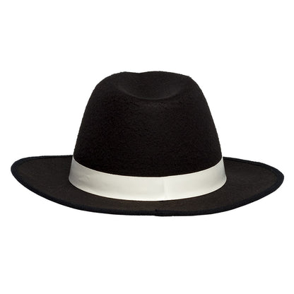 Chapeau Fedora Noir avec Bande Blanche - Années 20 & Années 30