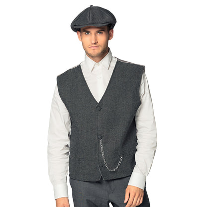 Ensemble Gilet Tweed Gris & Casquette Homme Années 20