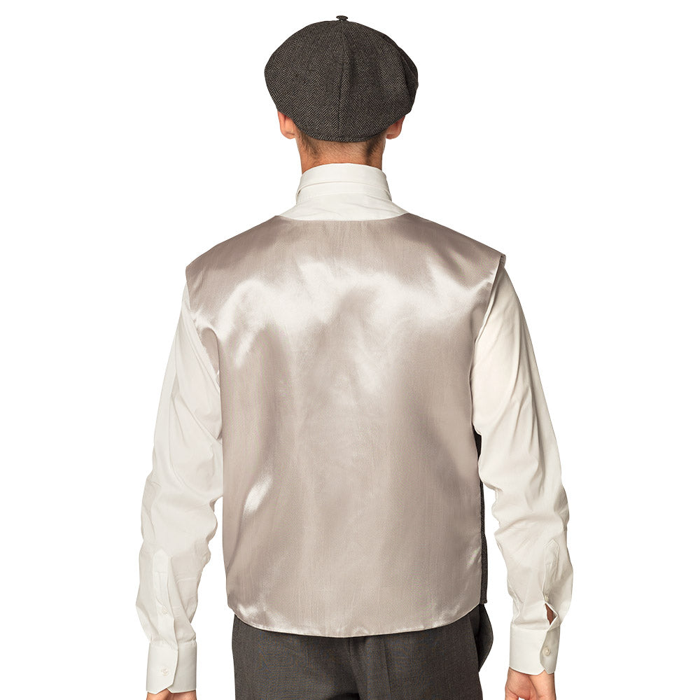 Ensemble Gilet Tweed Gris & Casquette Homme Années 20