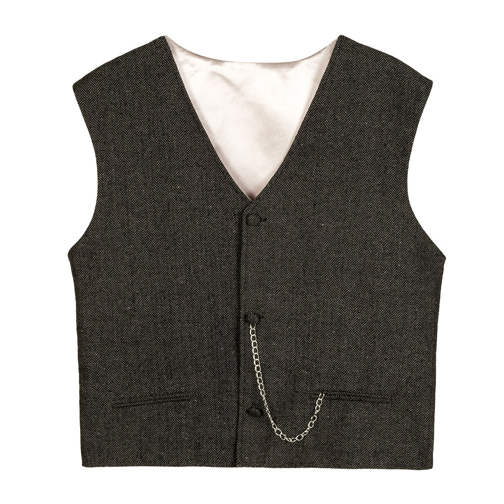 Ensemble Gilet Tweed Gris & Casquette Homme Années 20