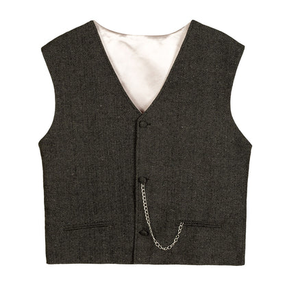 Costume années 1920 homme : Gilet + Casquette tweed vintage