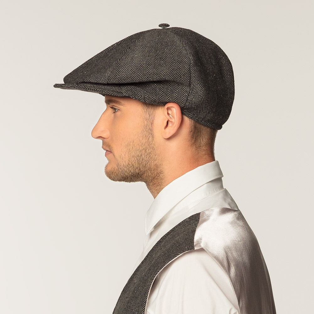 Casquette Plate Homme Tweed Gris - Style Vintage Années 20