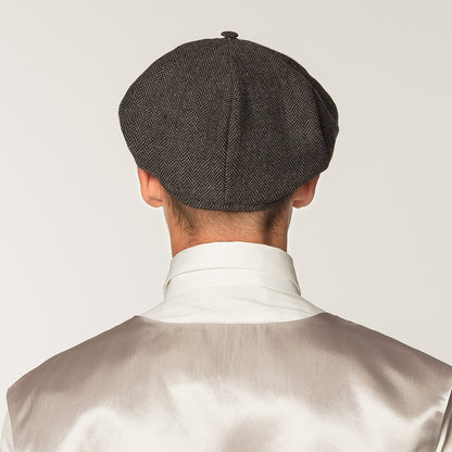 Casquette Plate Homme Tweed Gris - Style Vintage Années 20
