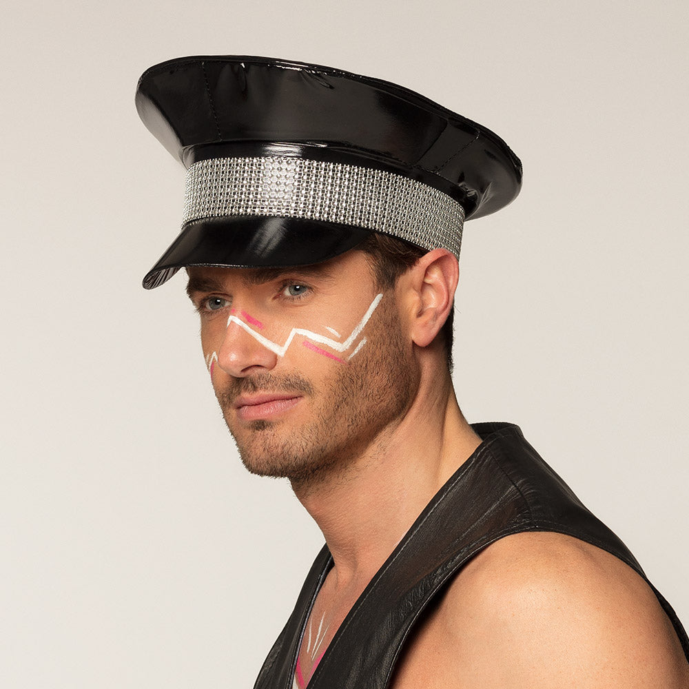 Casquette Années 80 Paillettes Argent - Accessoire Disco Rétro