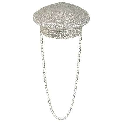 Casquette Sequins Argent Chaîne - Accessoire Soirée Disco