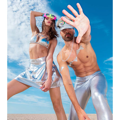 Casquette Sequins Argent Chaîne - Accessoire Soirée Disco