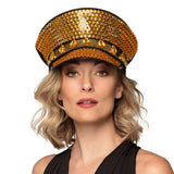 Casquette Militaire Dorée Paillettes Strass - Accessoire Disco Party