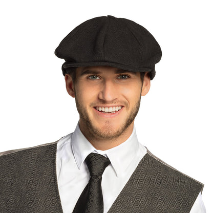 Casquette gavroche noire - Chapeau style années 20 elegant
