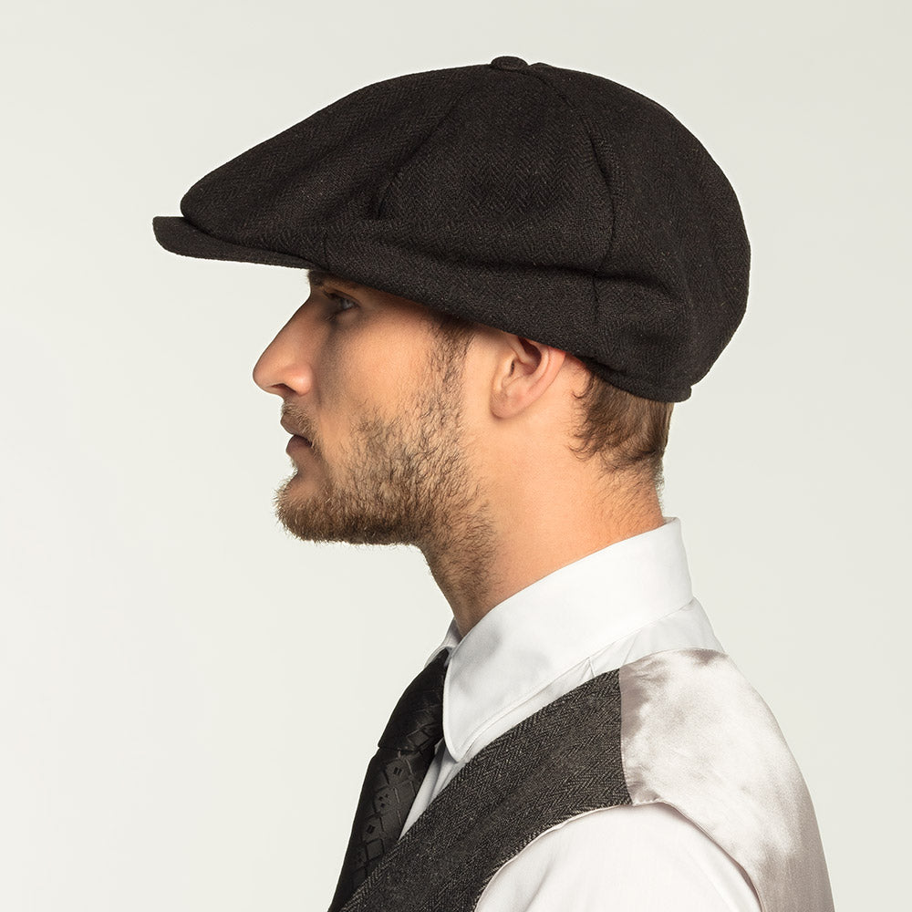 Casquette gavroche noire - Chapeau style années 20 elegant