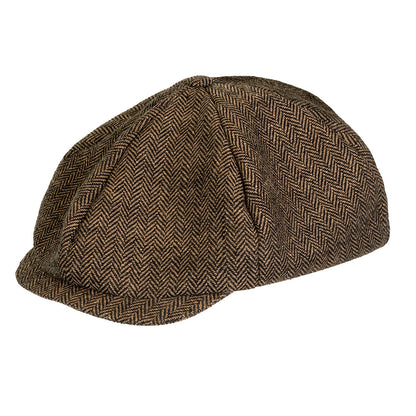 Casquette Plate Motif Chevron Marron Vintage Style Anglais