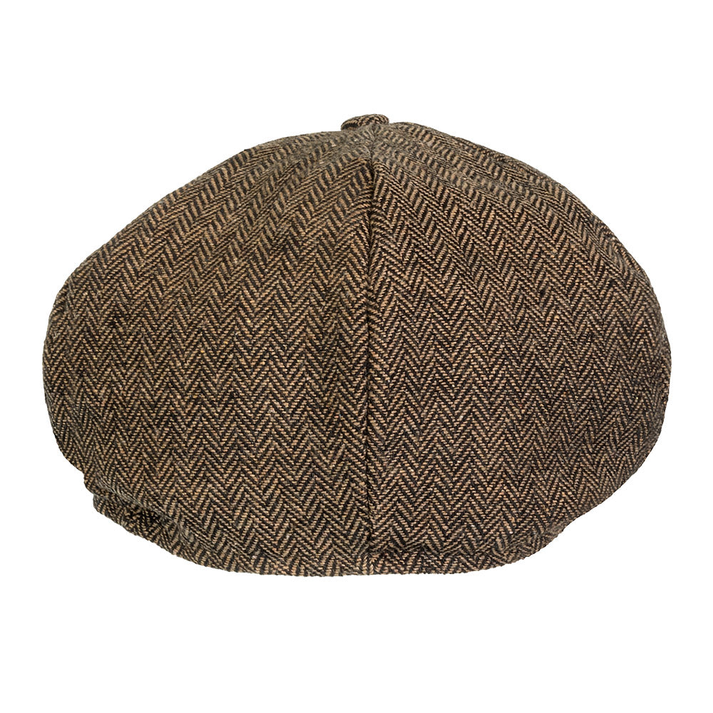 Casquette Plate Motif Chevron Marron Vintage Style Anglais