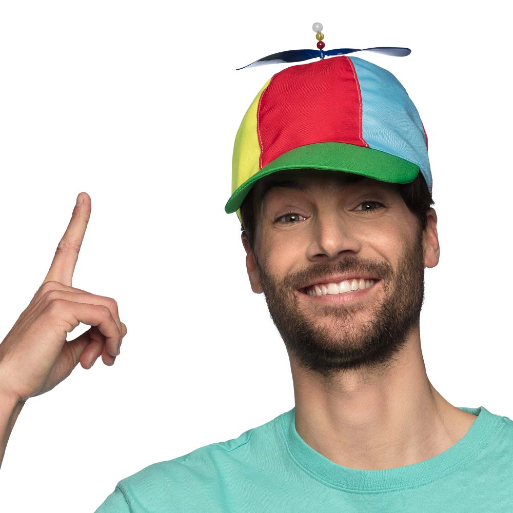 Casquette Hélicoptère Multicolore avec Hélices - Accessoire Fête