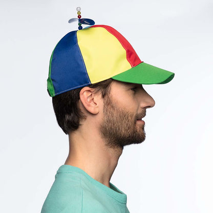 Casquette Hélicoptère Multicolore avec Hélices - Accessoire Fête