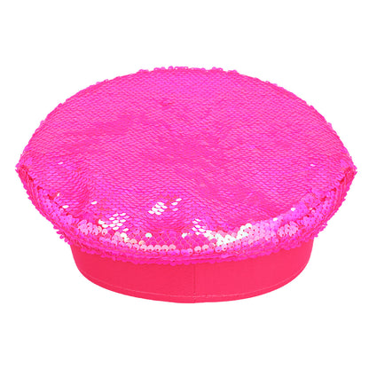 Casquette Capitaine Sequins Rose Fluo - Accessoire de Fête Adulte