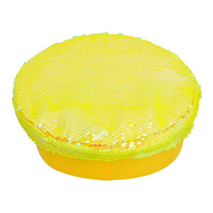 Bonnet Paillettes Jaune Fluo avec Cristaux - Accessoire Disco