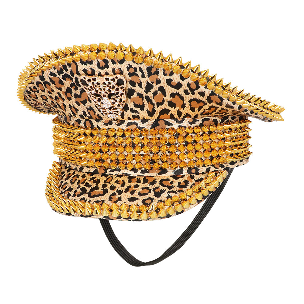 Chapeau Léopard Doré à Piques XXL - Accessoire Fête Glamour