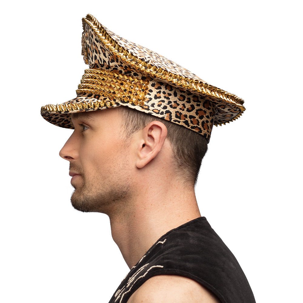 Chapeau Léopard Doré à Piques XXL - Accessoire Fête Glamour