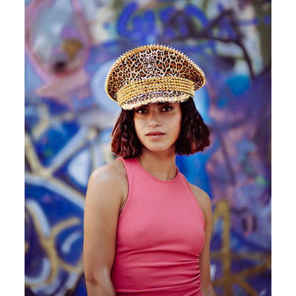 Chapeau Léopard Doré à Piques XXL - Accessoire Fête Glamour