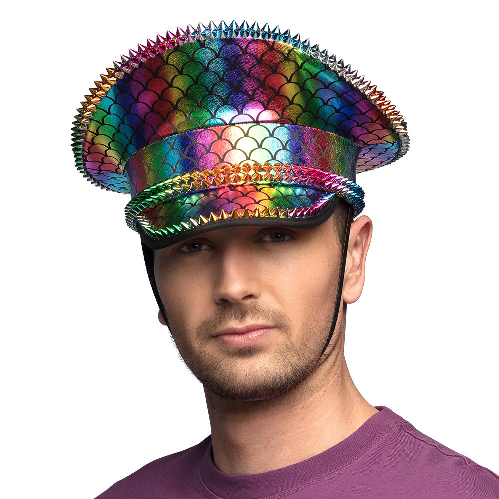 Chapeau Hologramme Écailles Arc-en-ciel - Accessoire Sirène Festif