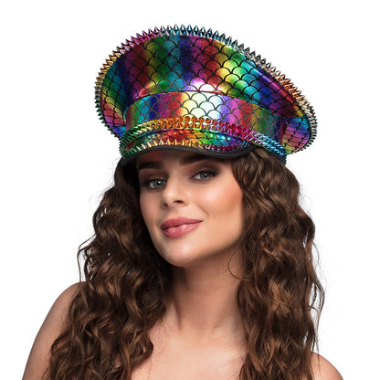 Chapeau Hologramme Écailles Arc-en-ciel - Accessoire Sirène Festif