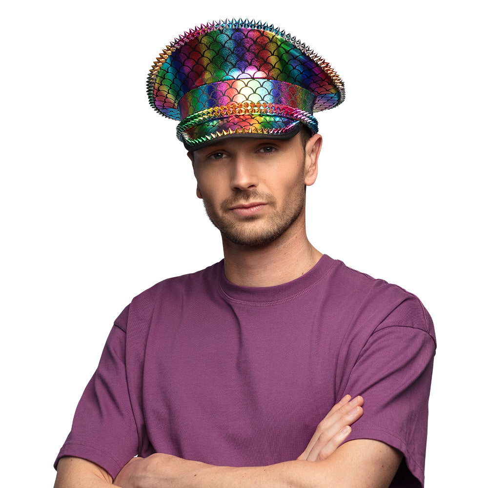Chapeau Hologramme Écailles Arc-en-ciel - Accessoire Sirène Festif
