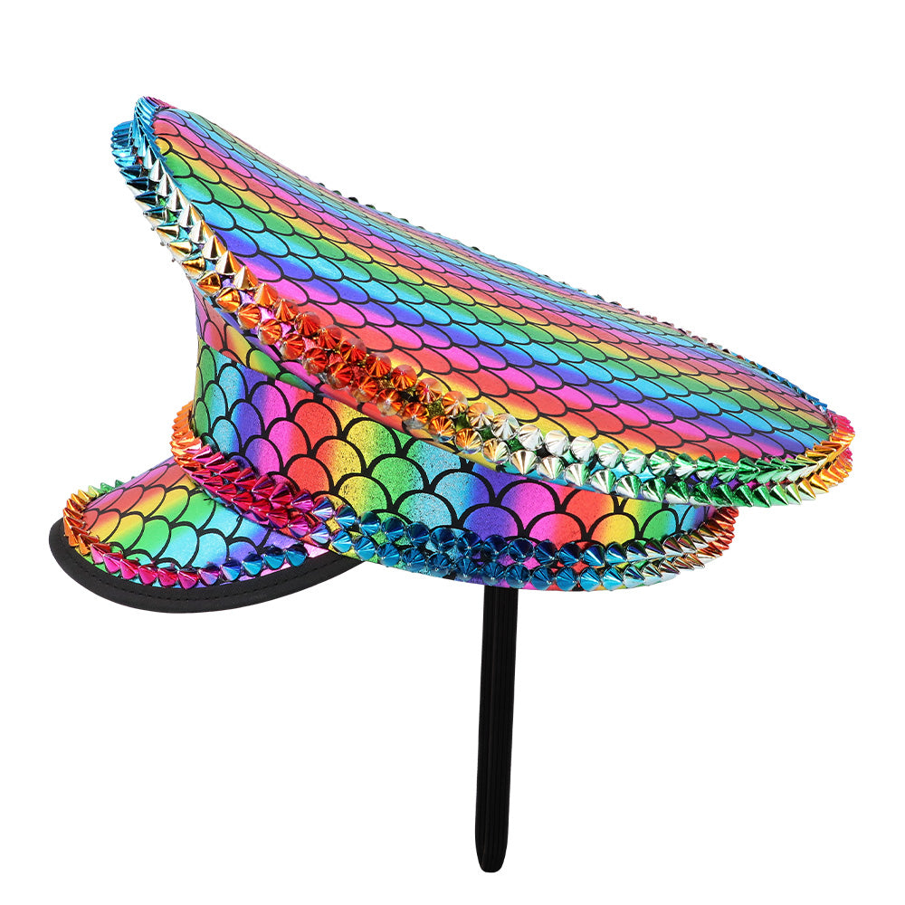 Chapeau Hologramme Écailles Arc-en-ciel - Accessoire Sirène Festif