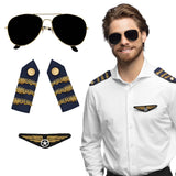 Costume Pilote Aviateur - Lunettes, Ailes & Insignes Militaires