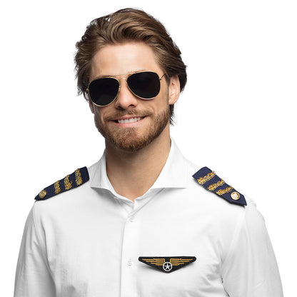 Costume Pilote Aviateur - Lunettes, Ailes & Insignes Militaires