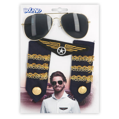 Costume Pilote Aviateur - Lunettes, Ailes & Insignes Militaires