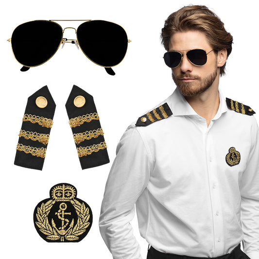 Déguisement Pilote Aviateur : Lunettes, Épaulettes et Insignes
