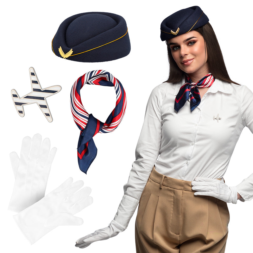 Costume Hôtesse de l'Air Vintage - Déguisement Complet Années 50