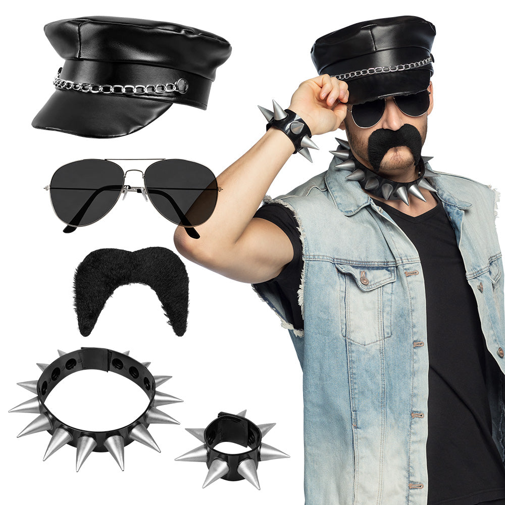 Kit Rocker Punk Complet - Casquette, Lunettes, Chaînes et Accessoires